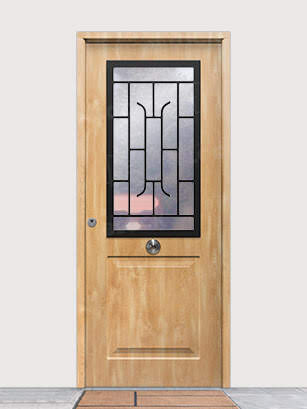 Puerta Galvanizada Metálica Clas-CR-Reja | 1110 Saga 100 Cristal Roble (Cara Interior Lisa)